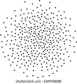Elegant pattern with black polka dots of same scale. Splatter background. Black glitter blow explosion and splats on white. Grunge texture. Vector illustration