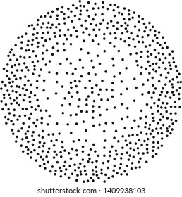 Elegant pattern with black polka dots of same scale. Splatter background. Black glitter blow explosion and splats on white. Grunge texture. Vector illustration