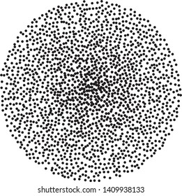 Elegant pattern with black polka dots of same scale. Splatter background. Black glitter blow explosion and splats on white. Grunge texture. Vector illustration