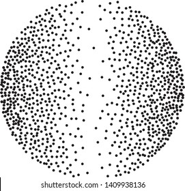 Elegant pattern with black polka dots of same scale. Splatter background. Black glitter blow explosion and splats on white. Grunge texture. Vector illustration