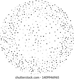 Elegant pattern with black polka dots of small and large scale. Splatter background. Black glitter blow explosion and splats on white. Grunge texture. Vector illustration