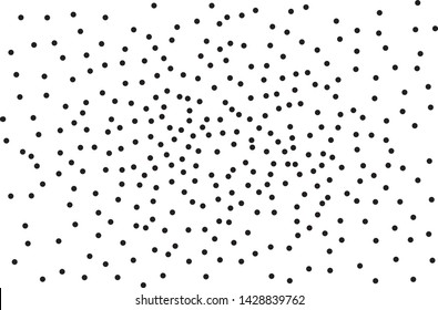Elegant pattern with black polka dots. Splatter background. Black glitter blow explosion and splats on white. Grunge texture. Vector illustration