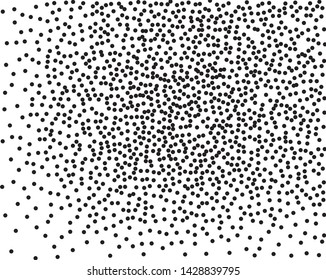 Elegant pattern with black polka dots. Splatter background. Black glitter blow explosion and splats on white. Grunge texture. Vector illustration