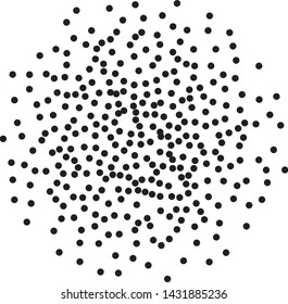 Elegant pattern with black polka dots. Splatter background. Black glitter blow explosion and splats on white. Grunge texture. Vector illustration