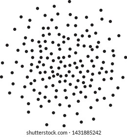 Elegant pattern with black polka dots. Splatter background. Black glitter blow explosion and splats on white. Grunge texture. Vector illustration