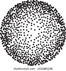 Elegant pattern with black polka dots. Splatter background. Black glitter blow explosion and splats on white. Grunge texture. Vector illustration