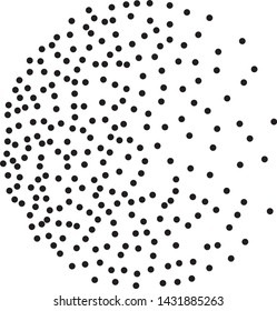 Elegant pattern with black polka dots. Splatter background. Black glitter blow explosion and splats on white. Grunge texture. Vector illustration