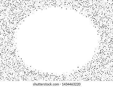 Elegant pattern with black polka dots of small and large scale. Splatter background. Black glitter blow explosion and splats on white. Grunge texture. Vector illustration