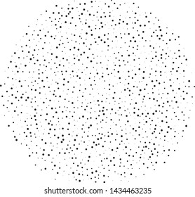 Elegant pattern with black polka dots of small and large scale. Splatter background. Black glitter blow explosion and splats on white. Grunge texture. Vector illustration