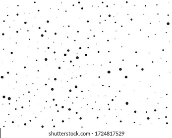 Patrón elegante con puntos de polka negro de pequeña y gran escala. Fondo de salpicadura. Explosión de destellos negros y salpicaduras de blanco. Textura gruesa. Ilustración del vector