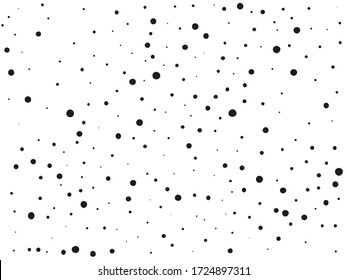 Elegantes Muster mit schwarzen Polka-Punkten in kleinem und großem Maßstab. Hintergrund. Schwarze Glitter blasen Explosion und Plätze auf weiß. Grunge Textur. Vektor-Abbildung