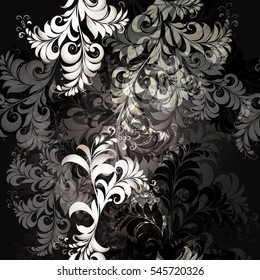 Elegant pattern in black and white colors, classic style