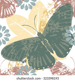 Elegant pattern with butterfly and floral silhouettes for wrapping paper, textile Industry and more designs.
Vector image for your designs.