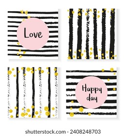 Elegant Pattern. Christmas Stardust Set. Golden Scatter Print. Black Glittery Painting. Abstract Spray. Stripe Winter Paint. White Rain Starburst. Golden Elegant Pattern