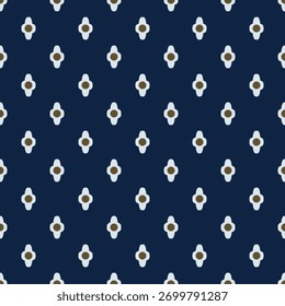 Elegant pattern classic blue background motif. Abstract shape oriental geometric ornament seamless texture design. Modern concept art textile swatch ladies dress, man shirt all over print block.