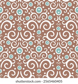 Elegant pattern with curls on a Mocha Mousse  background