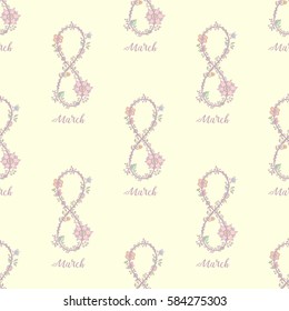 Elegant pattern design with text 8 March. Vector.