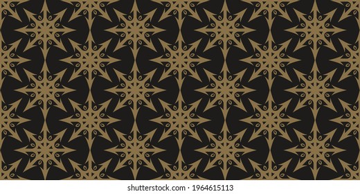 Elegant pattern geometric ornament on black background, wallpaper. Seamless pattern, texture. Vector illustration