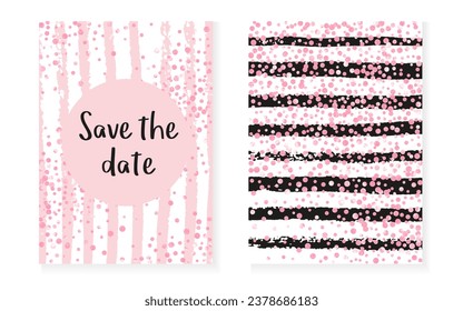 Elegant Pattern. Glowing Particle. Pink Birthday Card. Metallic Magazine Set. Golden Gatsby Textile. White Splatter Brochure. Stripe Winter Offer. Pink Elegant Pattern