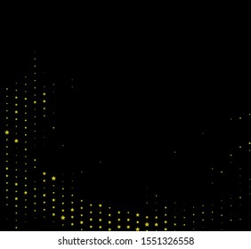 Elegant pattern with gold stars-confetti on a dark background. Gold sequins. Festive background. Vector illustration. Stars of different brightness and size.