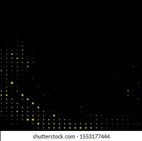 Elegant pattern with gold stars-confetti on a dark background. Gold sequins. Festive background. Vector illustration. Stars of different brightness and size.