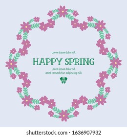 Elegant Pattern leaf and floral frame, with grey background, for happy spring poster design. Vector