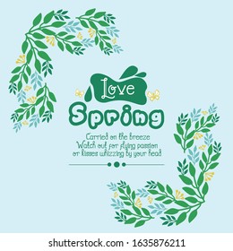 Elegant pattern of leaf and flower frame, for love spring invitation card wallpaper decor. Vector