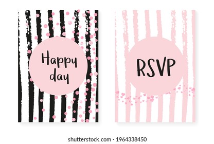 Elegant Pattern. Pink Premium Element. Rose Polka Flyer. Stripe Vintage Spray. White Glowing Magazine. Handdrawn Brochure Set. Mothers Particles. Pink Elegant Pattern