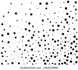 Elegant pattern with polka dots of small and large scale. Splatter background. Vector illustration Black and white colors