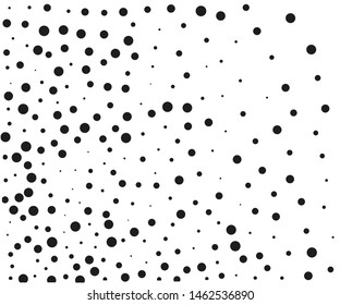 Elegant pattern with polka dots of small and large scale. Splatter background. Vector illustration Black and white colors