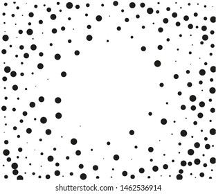 Elegant pattern with polka dots of small and large scale. Splatter background. Vector illustration Black and white colors