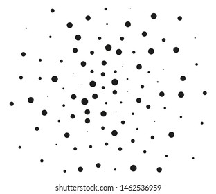 Elegant pattern with polka dots of small and large scale. Splatter background. Vector illustration Black and white colors