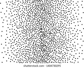 Elegant pattern with random black polka dots of regular scale. Splatter background. Black glitter blow explosion and splats on white. Grunge texture. Vector illustration