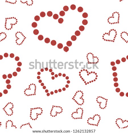 Elegant Pattern with Red heart of dots. Elements are not cropped. Pattern under the mask. Vector. Perfect design for textile, box, posters, cards, web etc.