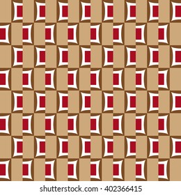 Elegant pattern with red white and brown geometric shapes
