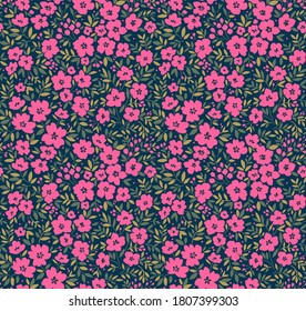 Elegant pattern in small flowers. Liberty style. Floral seamless background. Ditsy print. Vector texture. A bouquet of spring flowers for fashion prints.