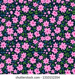 Elegant pattern in small flowers are scattered on the surface. Liberty style. Floral seamless background. Ditsy print. Vector texture. A bouquet of spring flowers for fashion prints.
