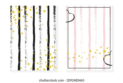 Elegantes Muster. Stripe stylisches Angebot. Metallische Partikel setzen. Weißes Konzept. Black Glittery Starburst. Pink Magic Textile. Golden Holiday Flyer. Streifen Elegantes Muster