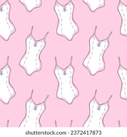 Elegant pattern of uniform ballet leotard on pink background.