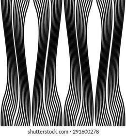 Elegant pattern of wavy lines, vertical, seamless vector background.