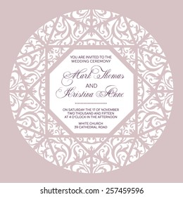 Elegant pattern for wedding invitation in crystal shape.