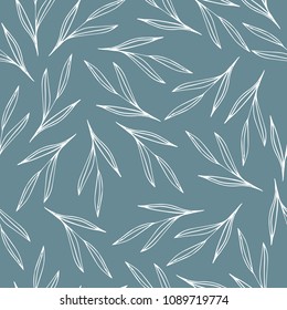 Elegant pattern with willow twigs. Vector, isolated.