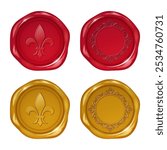 Elegant patterned wax seal illustrations_red and gold_set