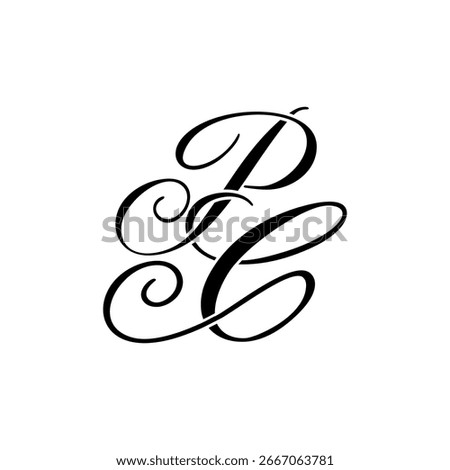 Elegant PC Monogram Logo in Black Script – Luxury Calligraphy Initial Design on White Background