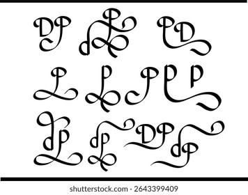 Elegantes PD-Kalligrafie-Logo - P- und D-Monogramm-Design