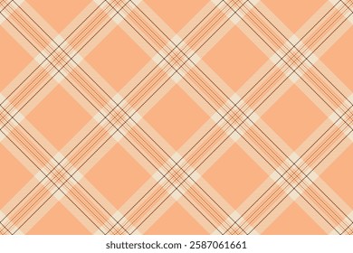 Elegant peach and cream diagonal plaid pattern.  Perfect for textile design, wallpaper, packaging, or website backgrounds.  This subtle yet sophisticated design evokes feelings of warmth and calmness.