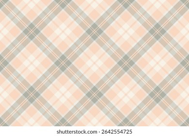 Elegant peach and grey plaid pattern. Seamless textile design ideal for fashion, home decor, or website backgrounds.  Subtle texture adds depth and sophistication.