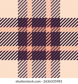 Elegante padrão de pêssego e xadrez roxo.  Perfeito para design têxtil, moda, ou fundos do site.