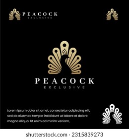 Elegant Peacock logo and house shape in tails