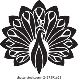 Elegant peacock vector logo icon, symbolizes beauty and grace, perfect for stylish designs.